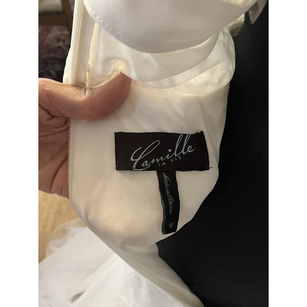STUNNING CAMILLE LA VIE Heavily Beaded White Mermaid WEDDING GOWN SZ 10 DRESS - Picture 14 of 16